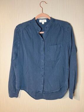 Anthropologie Cloth & Stone Dusty Blue Tencel Button-Down Shirt XS